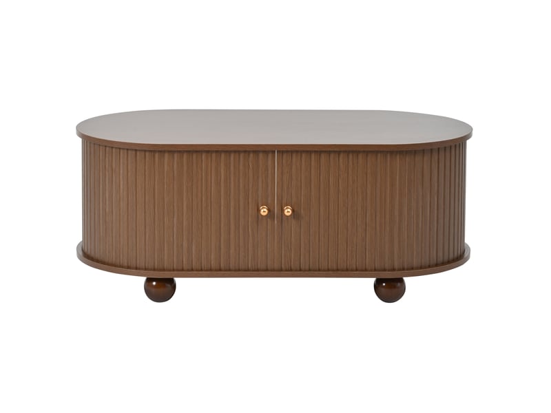  Table basse 100x50x40 cm avec rangement et portes coulissantes mdf couleur noyer  - Conforama A