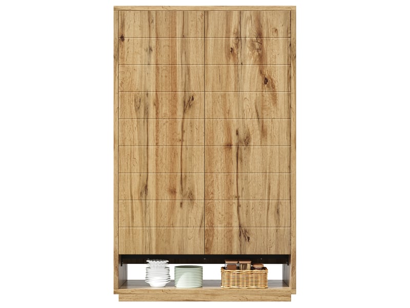  Armoire haute de cuisine 100 x 40 x 162,5 cm effet chêne, 8 niches, 2 portes push-to-open et rangement vertical anti-basculement pour cuisine  - Conforama A