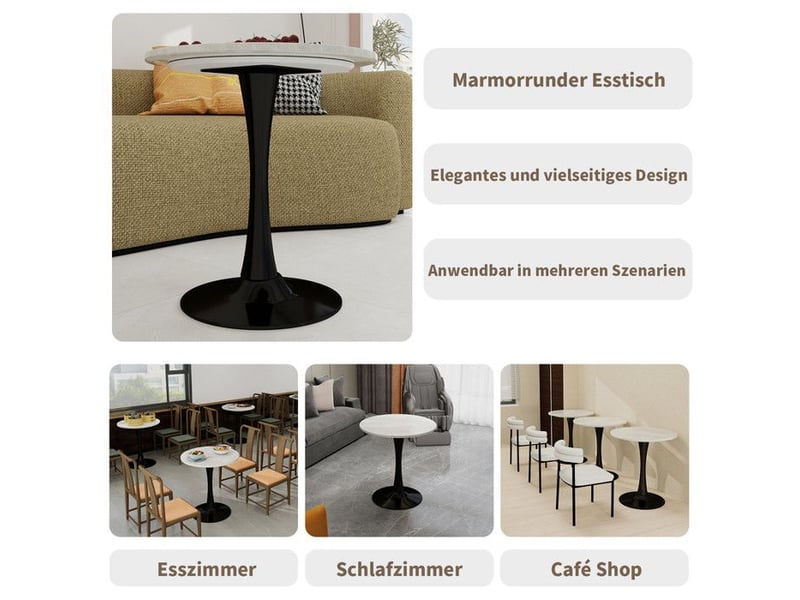  Table basse moderne - marbre artificiel - noir blanc - style milieu du siècle 70x70x72cm - Conforama C