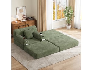 Fauteuil convertible <strong>COVREO </strong> Velours côtelé vert