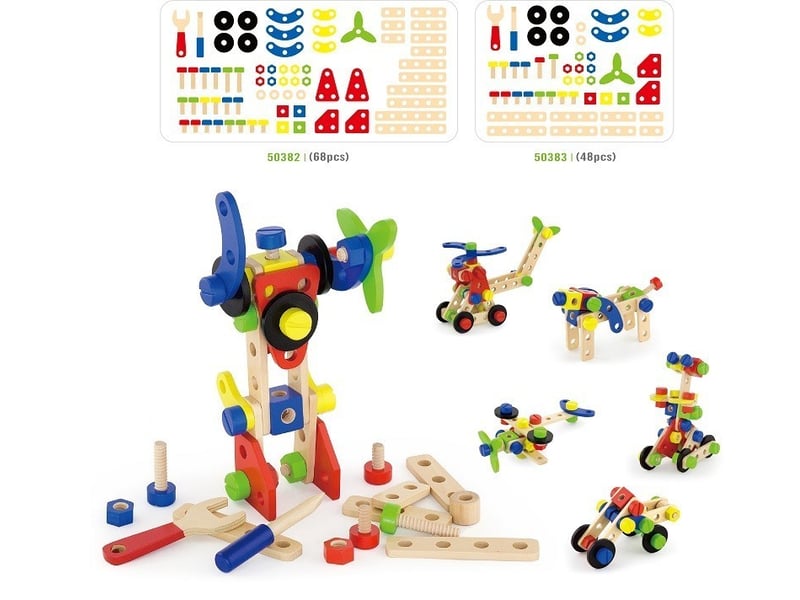  Jeu de construction viga 50382 - 68 pièces en bois 6934510503826 - Conforama C