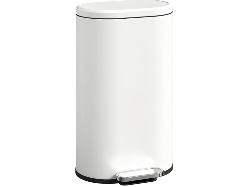 Poubelle de cuisine 30 l 36,5x31x61 cm à pédale avec couvercle à fermeture en douceur métal blanc crème - Conforama A