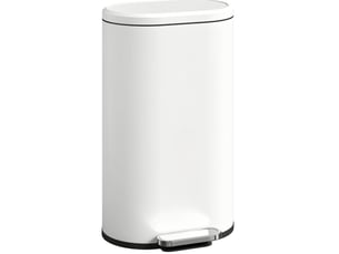 Poubelle de cuisine 30 l 36,5x31x61 cm à pédale avec couvercle à fermeture en douceur métal blanc crème