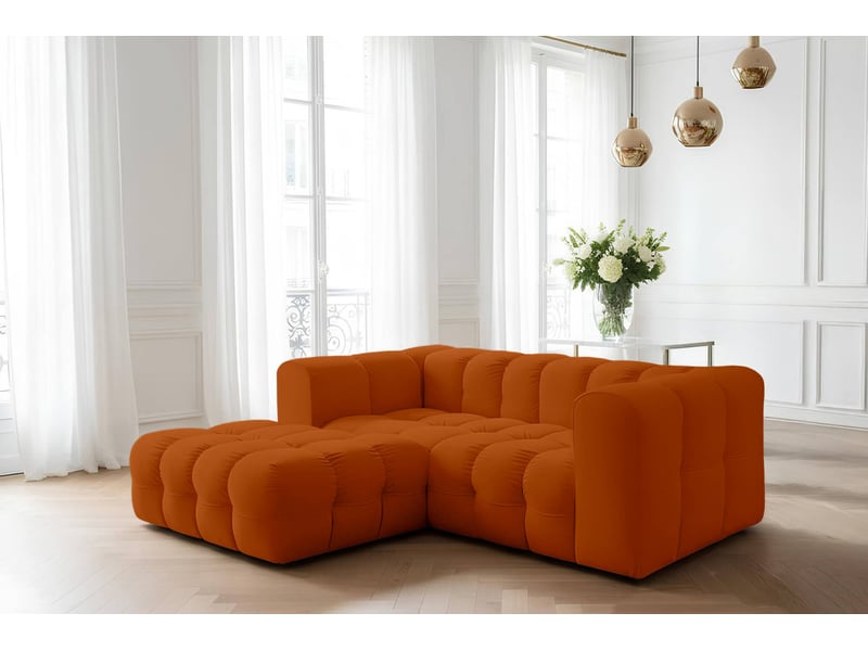  Canapé d'angle gauche miloe mini 3 places en velours - terracotta MILOE - Conforama B