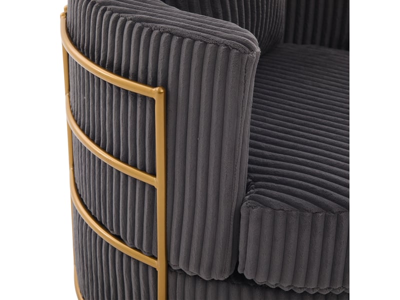  Fauteuils pivotants 360° 76x79x78 cm, lot de 2, rangement sous l’assise, accoudoirs rembourrés, velours côtelé gris  - Conforama E