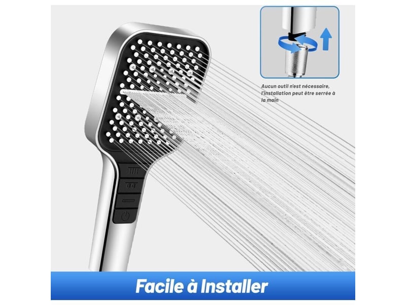  Douchette douche, pomme de douche , pommeau de douche haute pression 7 modes avec bouton d'arrêt  - Conforama D