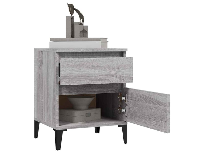  Lot de 2 table de chevet chanmbre, table d'appoint sonoma gris 40x35x50 cm  - Conforama D