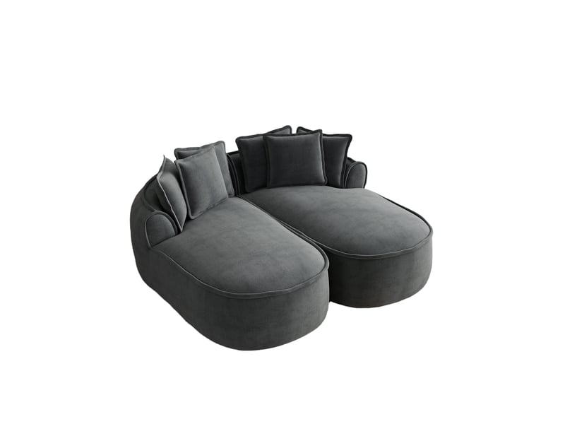 Canapé de salon, canapé cloud, en chenille, gris, style cloud, coussins inclus, sans cadre, avec méridienne, sans montage - Conforama B