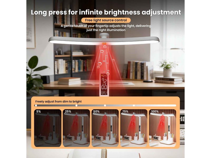  Lampe de bureau led 53 cm avec écran numérique et porte-stylos, lampe de table réglable pour bureau et étude  - Conforama C