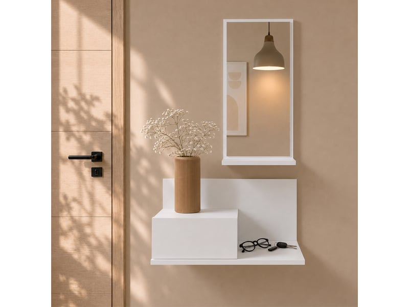  Meuble d'entrée | 1 tiroir avec miroir | console d'entrée | vestiaire | finition en couleur blanc mate | 60x85,5x30cm | modèle isabela Isabela - Conforama C