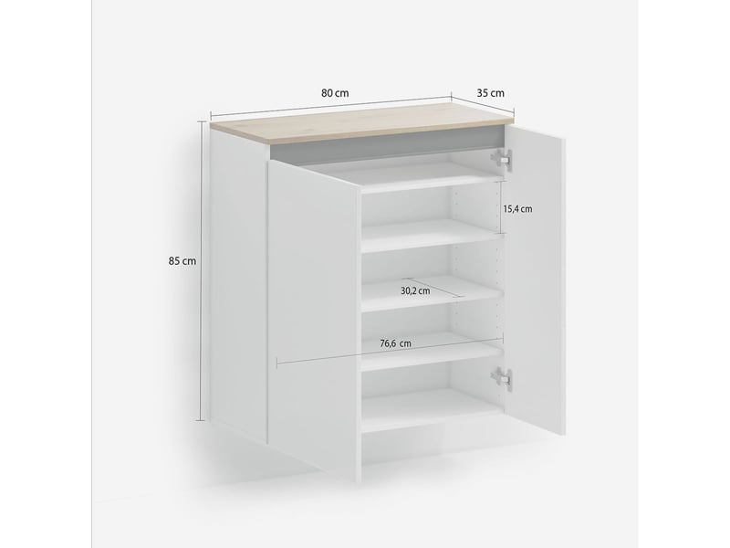  Meuble à chaussures suspendu gain de place 2 portes avec étagères zippo  - Conforama E