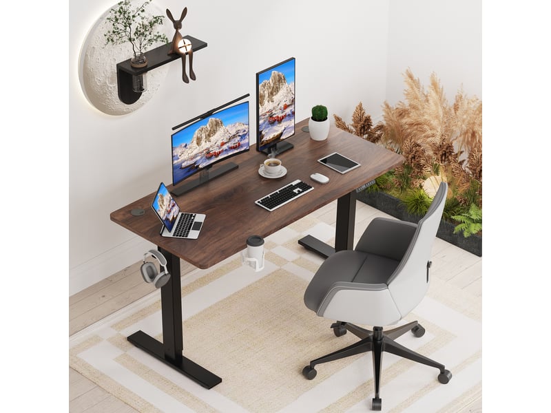 Bureau électrique assis-debout 120x60 cm – hauteur réglable – mémoire & anti-collision – ports usb-a & type-c – finition bois noyer électrique assis-debout - Conforama W