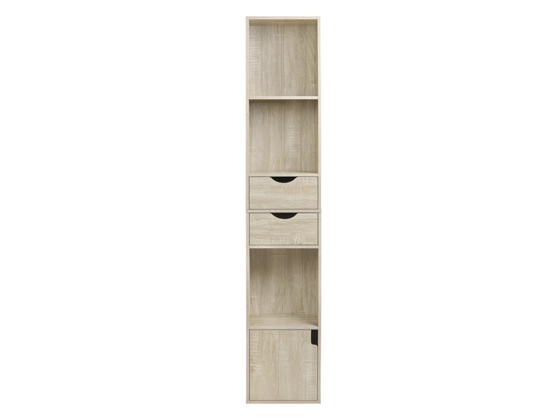  Bibliothèque 30x24x157,5 cm 3 niches et 2 tiroirs chêne clair  - Conforama A