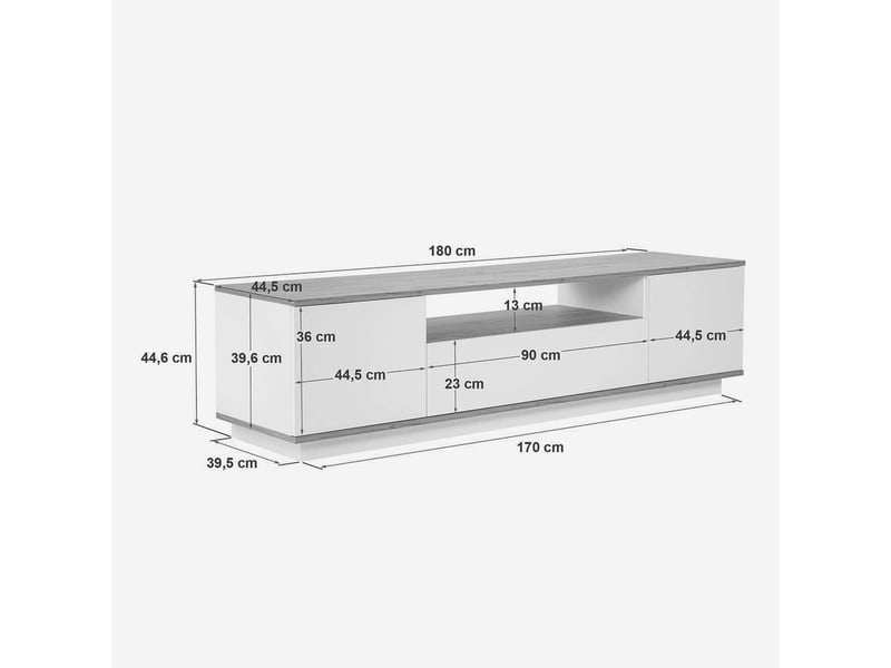  Meuble tv moderne veramont avec portes et compartiments de rangement - beige  - Conforama E