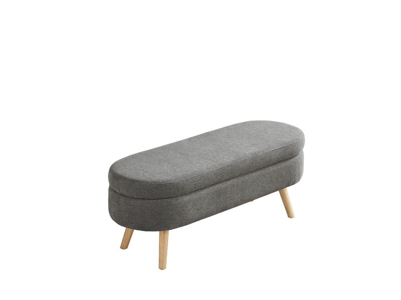  Banc de rangement 110x40x42 cm en chenille grise  - Conforama A