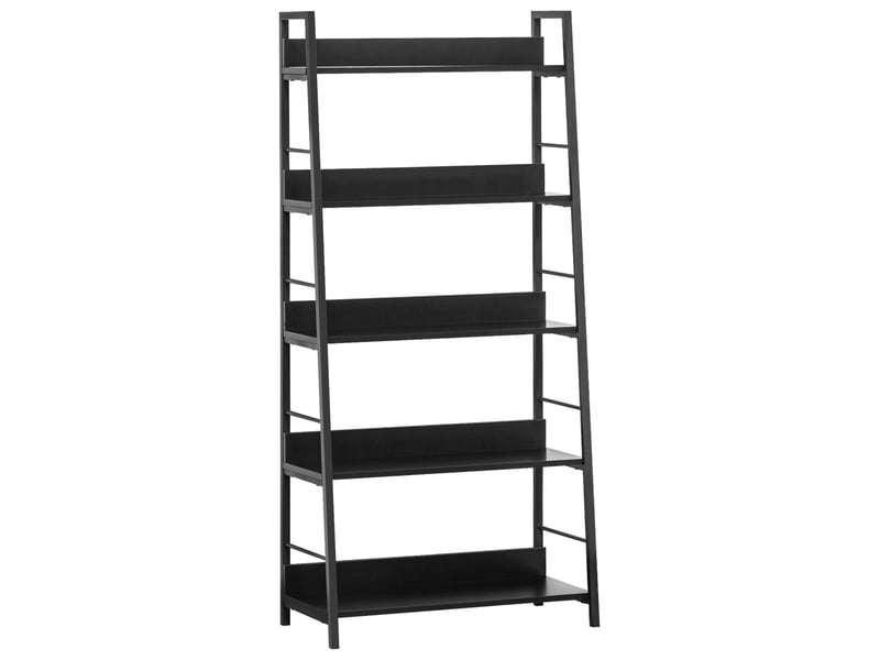  Étagère bibliothèque de rangement style industriel incliné 5 niveaux 70l x 35l x 150h cm noir  - Conforama A