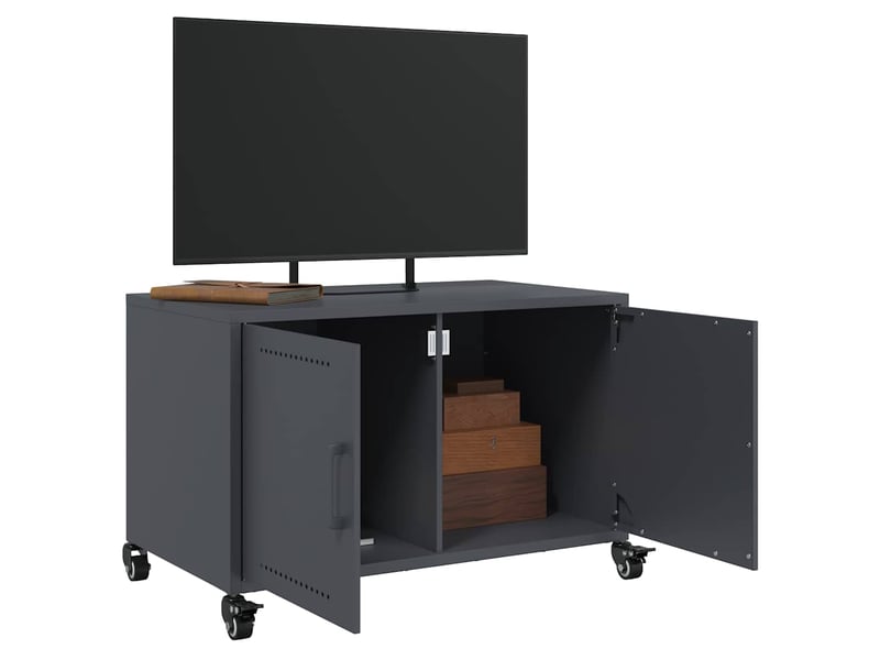  Meuble tv - banc tv - meuble de rangement anthracite 68x39x43,5 cm acier  - Conforama D