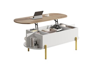 Table basse ovale coloris bicolore <strong>MERAX</strong> <strong>table basse bicolore</strong> - 50 cmx120 cm