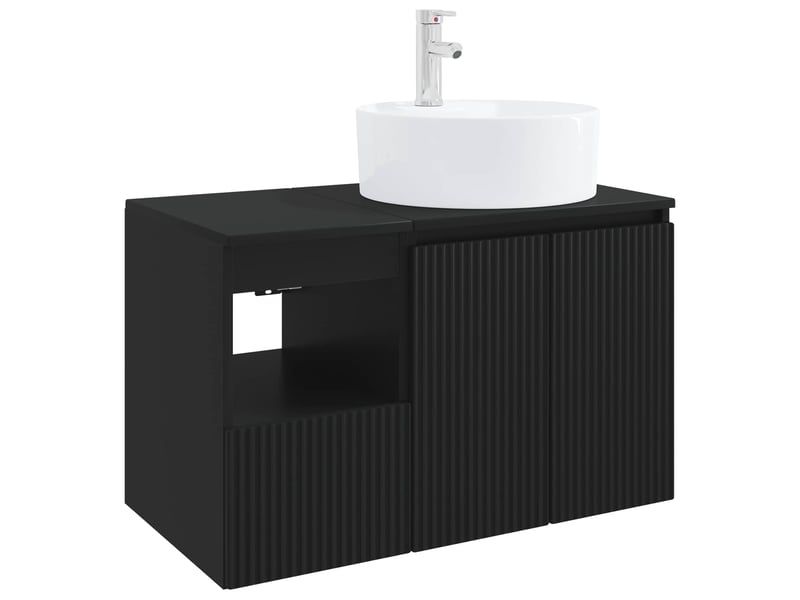  Ensemble de mobilier de salle de bain 2 pc noir cf64177  - Conforama A