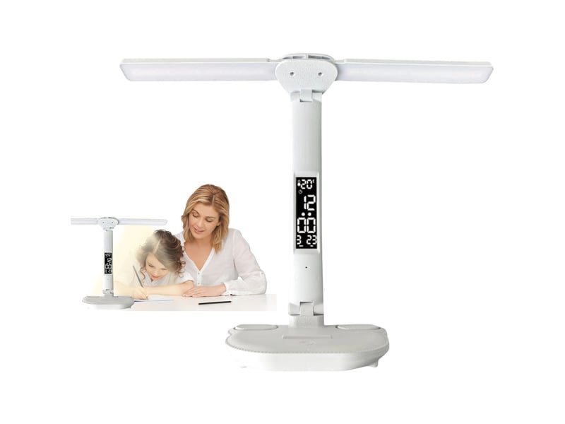  Lampe de bureau led double tête 40 led 3000-6000 k tactile anti-lumière bleue blanche chicfurn  - Conforama A
