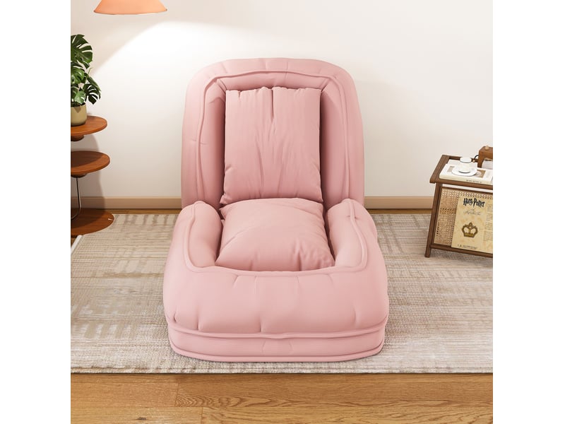  Fauteuil convertible pliant rose 180 x 90 cm, réglable 5 positions avec 2 coussins  - Conforama C