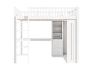Lit mezzanine 140x200 cm <strong>ZOVIRA</strong>  <strong></strong> coloris blanc