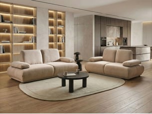 Canapé droit fixe BELIANI 5 places Tissu beige avec coffre de rangement