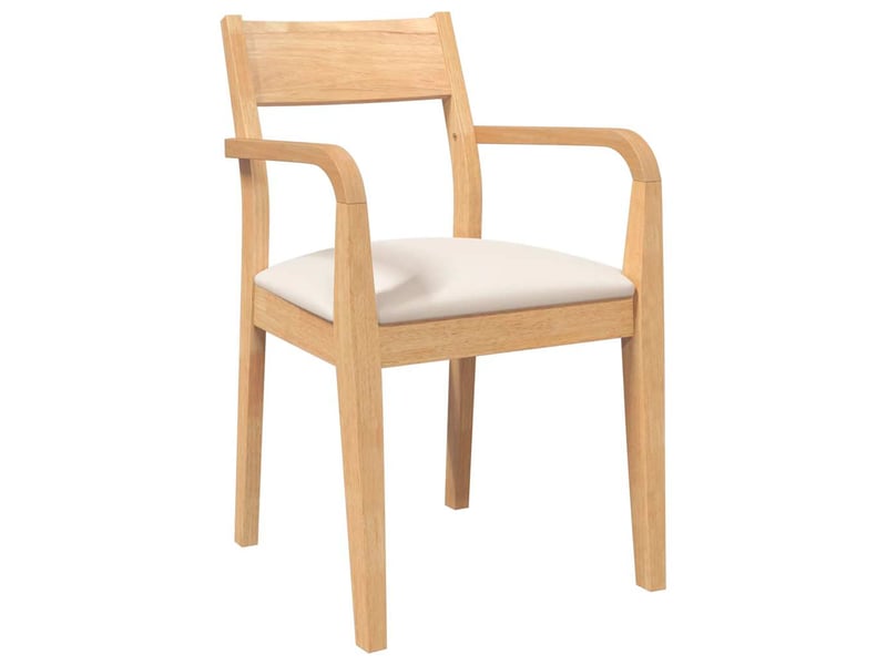  Lot de 2 chaise à manger, sièges de cuisine coussins naturel bois massif caoutchouc  - Conforama D