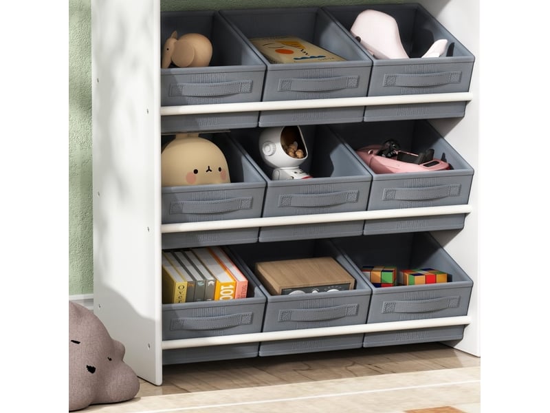  Meuble de rangement enfant 105x30x80 cm blanc avec 11 bacs en tissu  - Conforama E