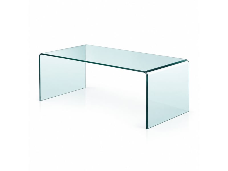  Table basse 100x50x35 cm en verre trempé transparent et courbé  - Conforama A