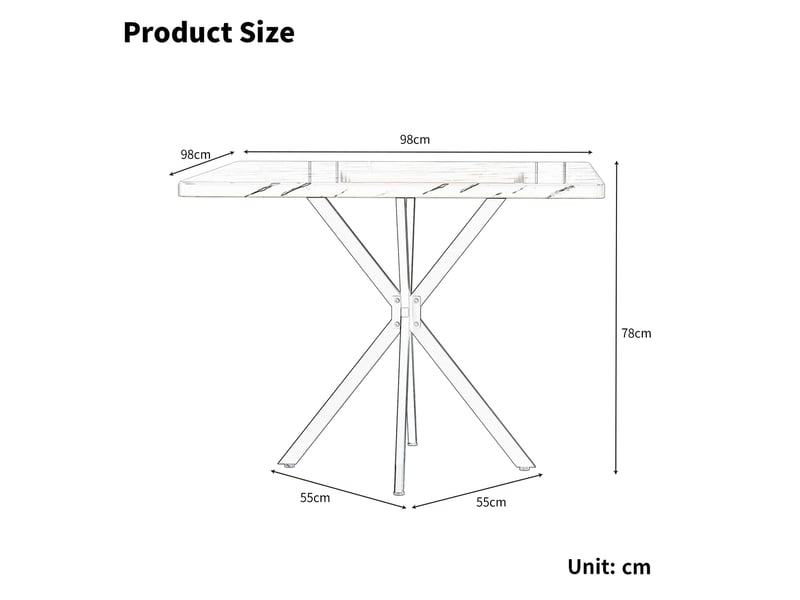  Table de salle à manger carrée,98x98x78 cm,pour 4 à 6 personnes,mdf,marron  - Conforama C