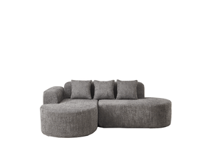 Canapé d'angle 3 places méridienne gauche en chenille anthracite homvra