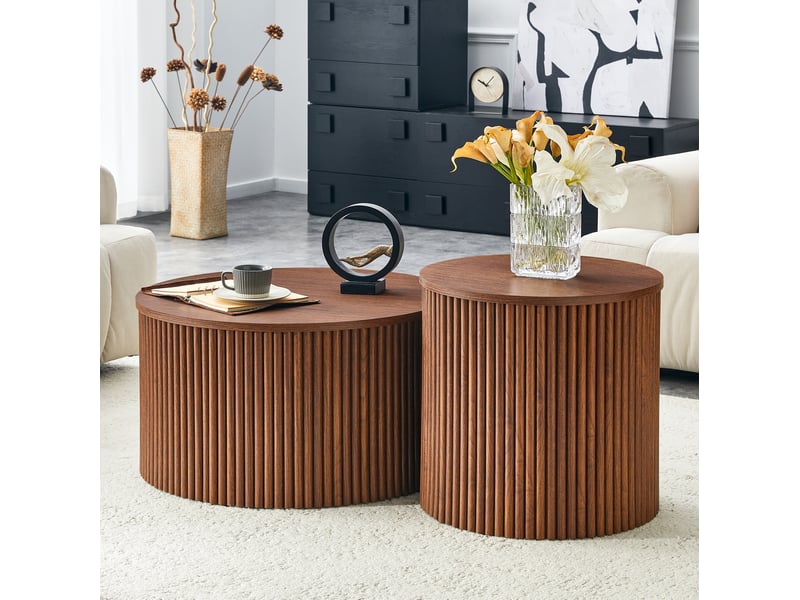  Tables basses gigognes rondes avec rangement, lot de 2 evryae  - Conforama B