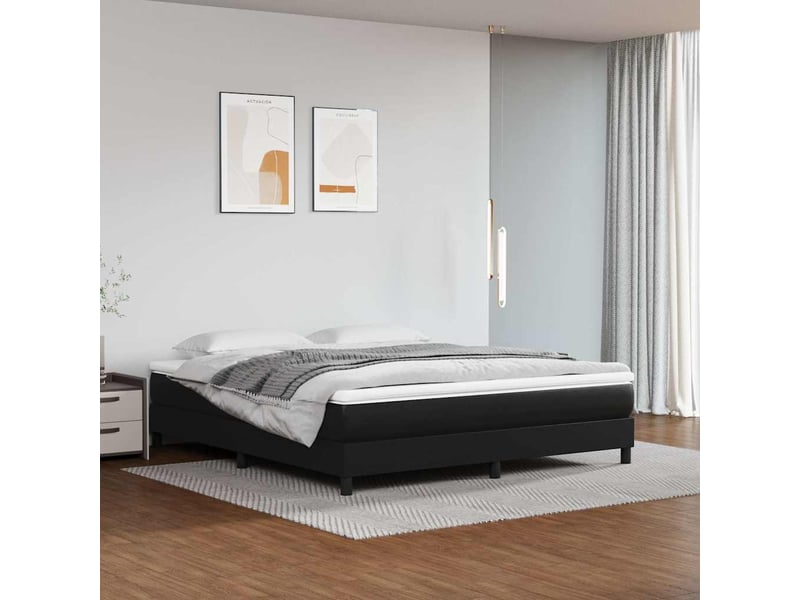  Matelas de lit à ressorts ensachés fermeté moyenne noir 160x200x20cm similicuir  - Conforama B