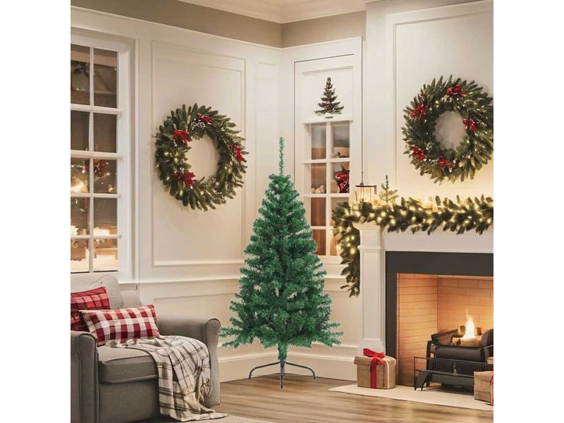  Sapin de noël - arbre de noël artificiel moitié avec support vert 150 cm pvc  - Conforama C