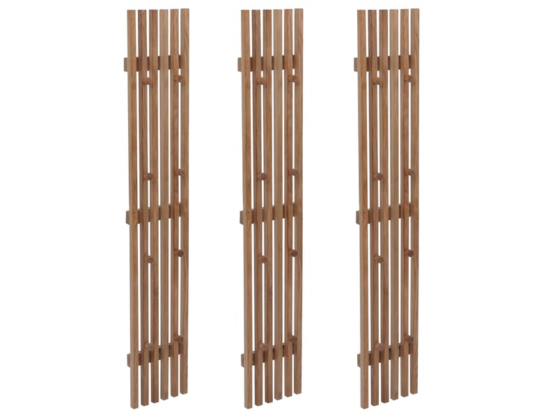 Mca lot de 3 panneaux vestiaires hwc-p56, patère murale, patère en bois, 24 crochets en bois massif, chêne  - Conforama A