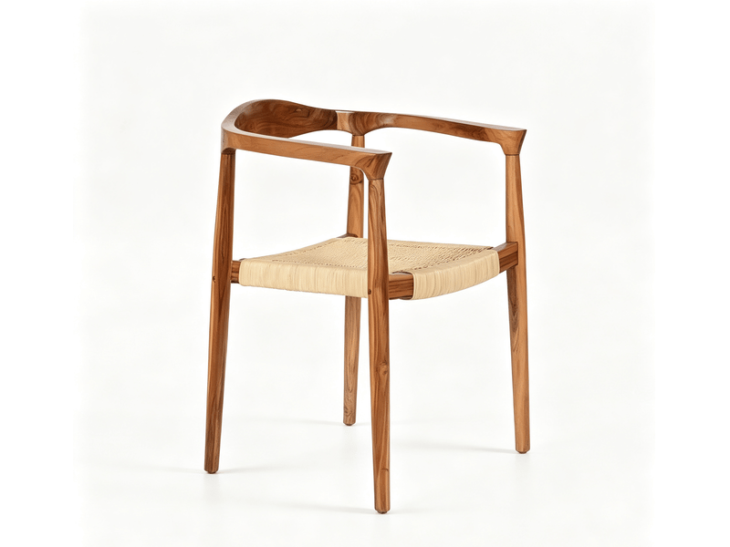 Chaise de salle à manger dkd home decor naturelle marron blanc teck rotin 59 x 55 x 78 cm V3402135 - Conforama A