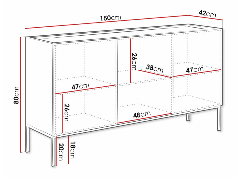  Buffet lunole 101, stratifié, 80x150x42cm  - Conforama E