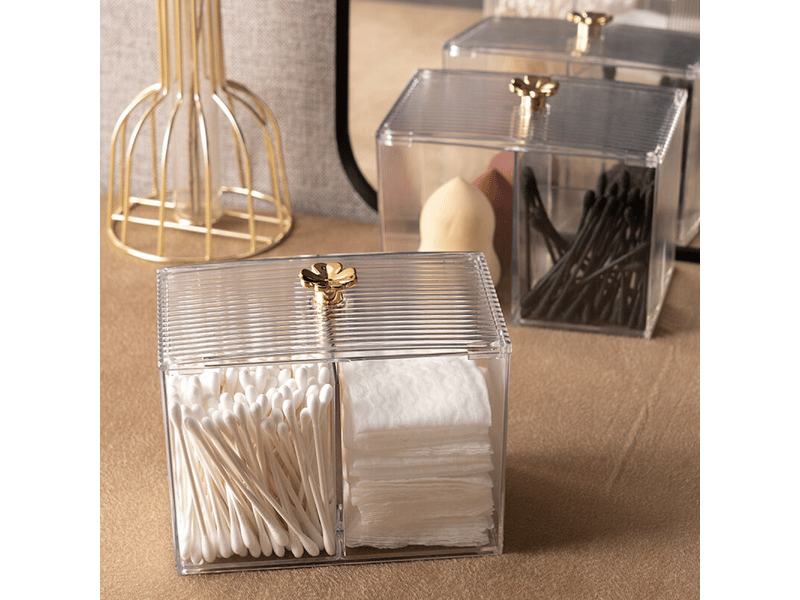 Boîte de rangement pour cotons-tiges, distributeur de cotons-tiges de salle de bain, boîte divisée pour cotons-tiges - Conforama D