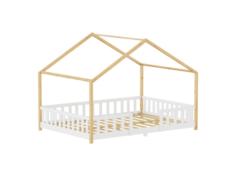  Lit d'enfant en forme de maison treviolo 120 x 200 cm bois de pin blanc naturel [en.casa] Treviolo - Conforama A