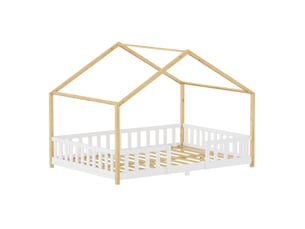 Lit d'enfant en forme de maison treviolo 120 x 200 cm bois de pin blanc naturel [en.casa]
