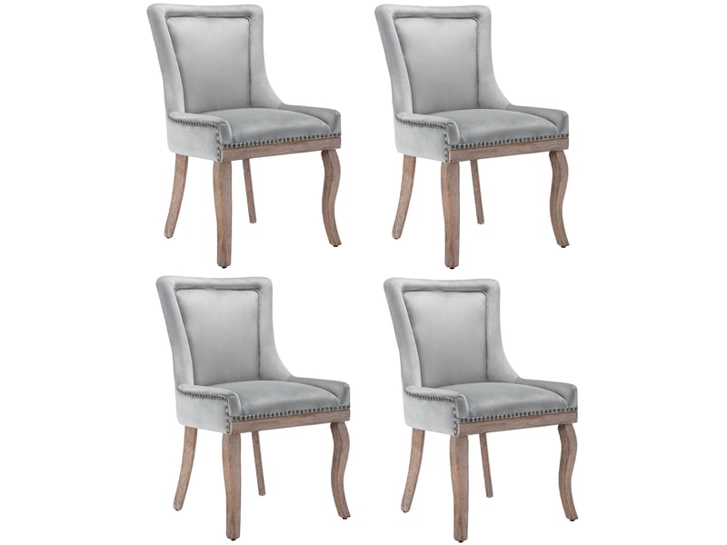  Lot de 4 chaises de salle à manger 55x61x91 cm velours gris  - Conforama A