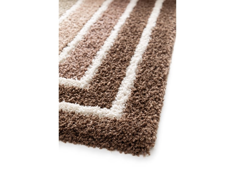  Tapis shaggy doux à motif géométrique marron beige 120x170  - Conforama C