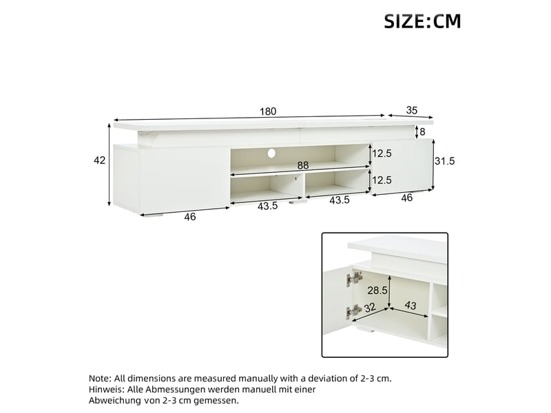  Meuble tv 180 cm avec led rgb et rangement homvra  - Conforama E