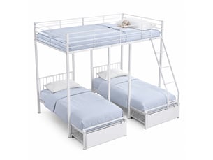 Lit avec rangement 2x90x200 cm MEUBLIV   coloris blanc