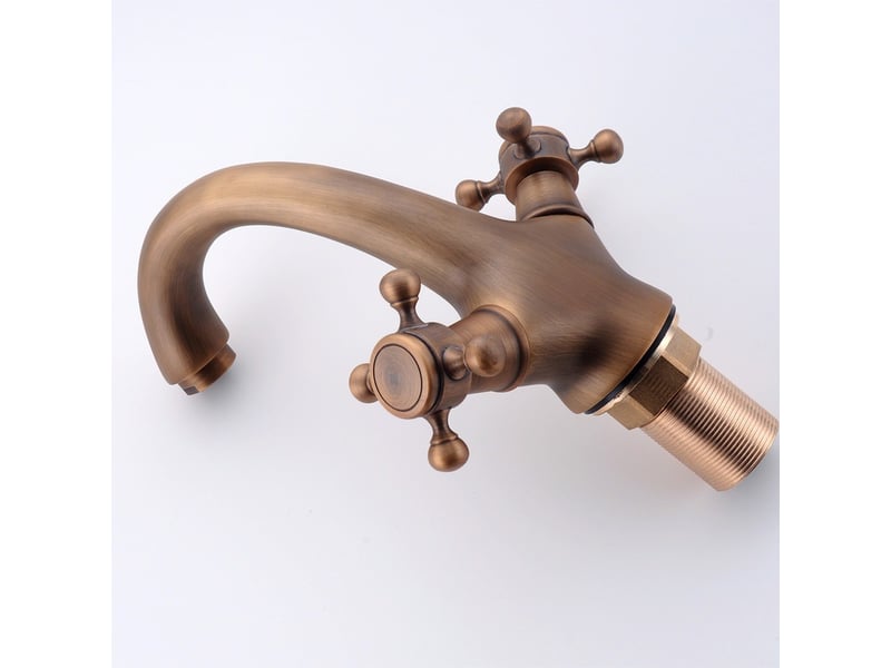 Robinet de lavabo rétro en laiton massif à double poignée, eau chaude et froide, tuyau d'alimentation en eau non inclus HRC0002248TBY - Conforama D