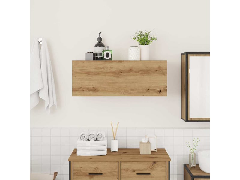  Armoire murale de bain, meuble de rangement chêne artisanal bois d'ingénierie  - Conforama C