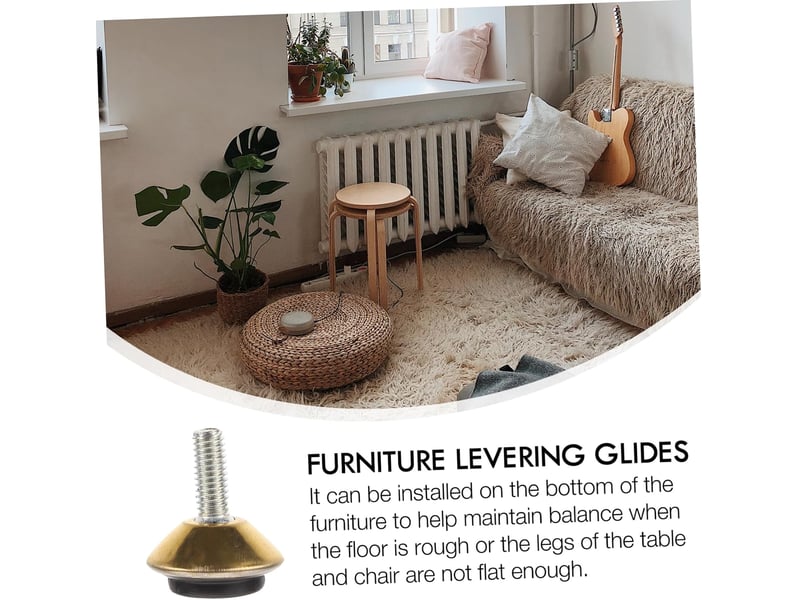  Niveauurs de meubles réglables métal doré robustes anti-dérapants et résistants à usure accessoires pratiques pour table chaise et sommier  - Conforama B
