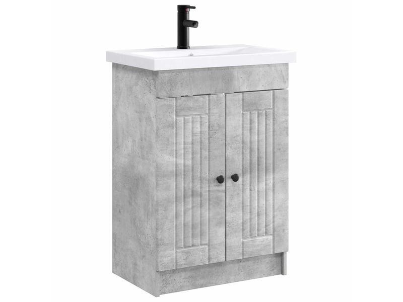  Ensemble de mobilier de salle de bain gris béton shl4696  - Conforama A