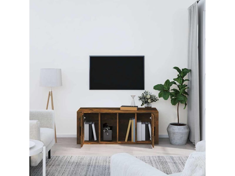  Meuble tv - banc tv - meuble de rangement chêne fumé 100x35x40 cm bois d'ingénierie  - Conforama C